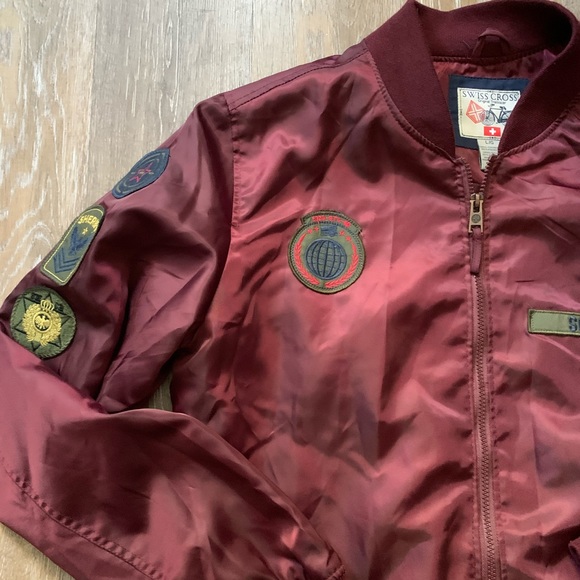 Swiss Cross Fill Zip Bomber Jacket Sz L - Picture 3 of 7